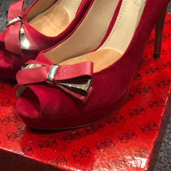 Suede Red Heels - Picture 2 of 5